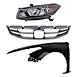 3-Piece Kit Driver Side Halogen Headlight, Coupe (2011-2012 Style), Includes (1) Fender, (1) Grille Assembly, and (1) Headlight