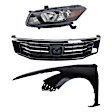 3-Piece Kit Driver Side Halogen Headlight, Coupe (2008-2010 Style), Includes (1) Fender, (1) Grille Assembly, and (1) Headlight