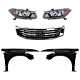 5-Piece Kit Driver and Passenger Side Halogen Headlight, With bulb(s), OE Replacement, Coupe, Includes (2) Fender, (1) Grille Assembly and (2) Headlight