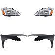 2003-2007 Honda Accord - 4-Piece Kit Driver and Passenger Side Halogen Headlight, With bulb(s), OE Replacement, Includes (2) Fender and (2) Headlight