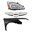 3-Piece Kit Passenger Side Halogen Headlight, Sedan, Includes (1) Fender, (1) Grille Assembly, and (1) Headlight