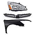 3-Piece Kit, Front, Passenger Side Fender, 4-Door, Sedan, CAPA Certified, Includes (1) Fender, (1) Grille, and (1) Headlight