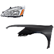 2-Piece Kit Driver Side Halogen Headlight, With bulb(s), Sedan, OE Replacement, Includes (1) Fender and (1) Headlight