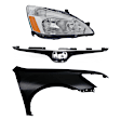 2003-2006 Honda Accord - 3-Piece Kit Passenger Side Halogen Headlight, Includes (1) Fender, (1) Grille Assembly, and (1) Headlight