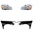 4-Piece Kit Driver and Passenger Side Halogen Headlight, With bulb(s), Coupe, OE Replacement, Includes (2) Fender and (2) Headlight
