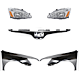 5-Piece Kit Driver and Passenger Side Halogen Headlight, With bulb(s), OE Replacement, Coupe, Includes (2) Fender, (1) Grille Assembly and (2) Headlight