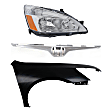 3-Piece Kit Passenger Side Halogen Headlight, Coupe, Includes (1) Fender, (1) Grille Assembly, and (1) Headlight