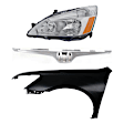 3-Piece Kit Driver Side Halogen Headlight, Coupe, Includes (1) Fender, (1) Grille Assembly, and (1) Headlight