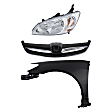 3-Piece Kit Driver Side Halogen Headlight, Without bulb(s), Sedan, Except Hybrid Model, Includes (1) Fender, (1) Grille Assembly, and (1) Headlight