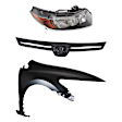 3-Piece Kit Passenger Side Halogen Headlight, Includes (1) Fender, (1) Grille Assembly, and (1) Headlight