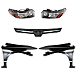 5-Piece Kit Driver and Passenger Side Halogen Headlight, With bulb(s), OE Replacement, Coupe, Includes (2) Fender, (1) Grille Assembly and (2) Headlight