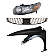 3-Piece Kit Driver Side Halogen Headlight, Without bulb(s), Includes (1) Fender, (1) Grille Assembly, and (1) Headlight
