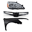 3-Piece Kit Passenger Side Halogen Headlight, Without bulb(s), Sedan, Includes (1) Fender, (1) Grille Assembly, and (1) Headlight, CAPA Certified