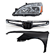 3-Piece Kit Driver Side Halogen Headlight, Without bulb(s), Sedan, Includes (1) Fender, (1) Grille Assembly, and (1) Headlight, CAPA Certified