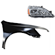 2-Piece Kit Passenger Side Halogen Headlight, Without bulb(s), Sedan, OE Replacement, CAPA Certified, Includes (1) Fender and (1) Headlight
