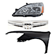 3-Piece Kit Driver Side Halogen Headlight, Without bulb(s), Sedan, Includes (1) Fender, (1) Grille Assembly, and (1) Headlight, CAPA Certified