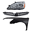 3-Piece Kit Driver Side Halogen Headlight, Without bulb(s), Sedan, Includes (1) Fender, (1) Grille Assembly, and (1) Headlight, CAPA Certified