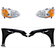 4-Piece Kit Driver and Passenger Side Halogen Headlight, Without bulb(s), OE Replacement, Includes (2) Fender and (2) Headlight