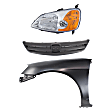 3-Piece Kit Driver Side Halogen Headlight, Without bulb(s), Includes (1) Fender, (1) Grille Assembly, and (1) Headlight