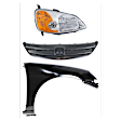 3-Piece Kit Passenger Side Halogen Headlight, Without bulb(s), Includes (1) Fender, (1) Grille Assembly, and (1) Headlight