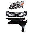 3-Piece Kit Driver Side Halogen Headlight, Sedan, Includes (1) Fender, (1) Grille Assembly, and (1) Headlight