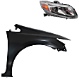 2-Piece Kit Passenger Side Halogen Headlight, With bulb(s), OE Replacement, Includes (1) Fender and (1) Headlight