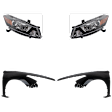 4-Piece Kit Driver and Passenger Side Halogen Headlight, With bulb(s), OE Replacement, Includes (2) Fender and (2) Headlight