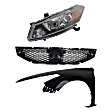 3-Piece Kit Driver Side Halogen Headlight, Coupe (2008-2010 Style), Includes (1) Fender, (1) Grille Assembly, and (1) Headlight