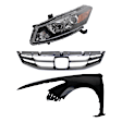 3-Piece Kit Driver Side Halogen Headlight, Coupe (2011-2012 Style), Includes (1) Fender, (1) Grille Assembly, and (1) Headlight