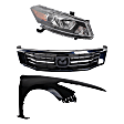 3-Piece Kit Passenger Side Halogen Headlight, Coupe (2008-2010 Style), Includes (1) Fender, (1) Grille Assembly, and (1) Headlight