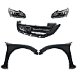 5-Piece Kit Driver and Passenger Side Halogen Headlight, With bulb(s), OE Replacement, Sedan, Includes (2) Fender, (1) Grille Assembly and (2) Headlight