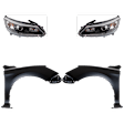 4-Piece Kit Driver and Passenger Side Halogen Headlight, With bulb(s), Sedan, OE Replacement, CAPA Certified, Includes (2) Fender and (2) Headlight