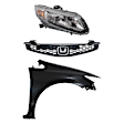 3-Piece Kit Passenger Side Halogen Headlight, Coupe, Includes (1) Fender, (1) Grille Assembly, and (1) Headlight