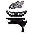 3-Piece Kit Driver Side Halogen Headlight, Sedan, Includes (1) Fender, (1) Grille Assembly, and (1) Headlight