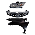 3-Piece Kit Driver Side Halogen Headlight, Coupe, Includes (1) Fender, (1) Grille Assembly, and (1) Headlight, CAPA Certified