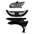 3-Piece Kit Driver Side Halogen Headlight, Sedan, Includes (1) Fender, (1) Grille Assembly, and (1) Headlight, CAPA Certified