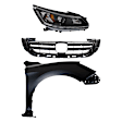 3-Piece Kit Passenger Side Halogen Headlight, Includes (1) Fender, (1) Grille Assembly, and (1) Headlight