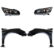 4-Piece Kit Driver and Passenger Side Halogen Headlight, With bulb(s), OE Replacement, Includes (2) Fender and (2) Headlight
