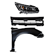 3-Piece Kit Passenger Side Halogen Headlight, Includes (1) Fender, (1) Grille Assembly, and (1) Headlight