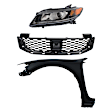 3-Piece Kit Driver Side Halogen Headlight, Includes (1) Fender, (1) Grille Assembly, and (1) Headlight