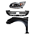 3-Piece Kit Driver Side Halogen Headlight, Sedan, Includes (1) Fender, (1) Grille Assembly, and (1) Headlight, CAPA Certified
