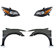 4-Piece Kit Front, Driver and Passenger Side Fender, Coupe, Includes (2) Fender and (2) Headlight