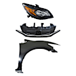 3-Piece Kit, Front, Passenger Side Fender, Coupe, CAPA Certified, Includes (1) Fender, (1) Grille, and (1) Headlight