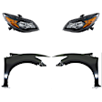 4-Piece Kit Front, Driver and Passenger Side Fender, Coupe, CAPA Certified, Includes (2) Fender and (2) Headlight
