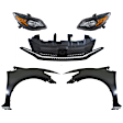 5-Piece Kit, Front, Driver and Passenger Side Fender, Coupe, CAPA Certified, Includes (2) Fender, (1) Grille, and (2) Headlight