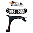 3-Piece Kit, Front, Passenger Side Fender, 2-Door, Coupe, Includes (1) Fender, (1) Grille, and (1) Headlight