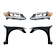 4-Piece Kit, Front, Driver and Passenger Side Fender, 2-Door, Coupe, Includes (2) Fender and (2) Headlight