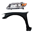 2-Piece Kit, Front, Driver Side Fender, 2-Door, Coupe, Includes (1) Fender and (1) Headlight