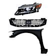 3-Piece Kit Driver Side Halogen Headlight, Coupe, Includes (1) Fender, (1) Grille Assembly, and (1) Headlight, CAPA Certified