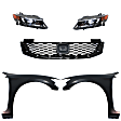 5-Piece Kit Driver and Passenger Side Halogen Headlight, With bulb(s), OE Replacement, Coupe, CAPA Certified, Includes (2) Fender, (1) Grille Assembly and (2) Headlight